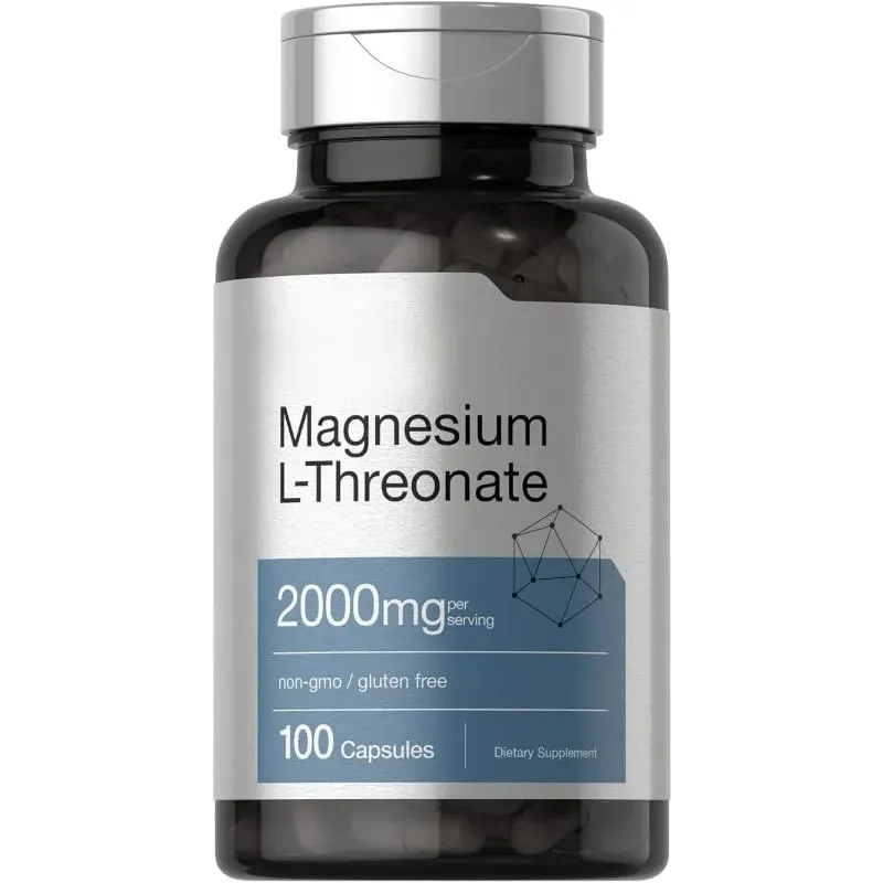 Magnesium L-Threonate2000mg 144mg Elemental Magnesium 100Capsules Non-GMO Gluten Free Supplement for Adults Supports Bone Health