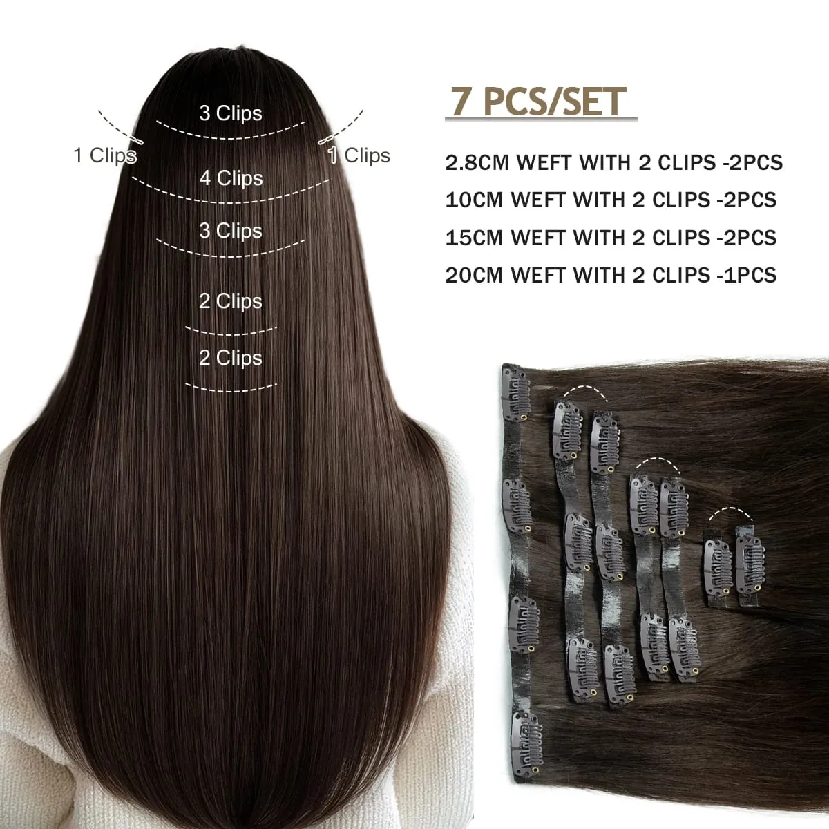 7Pcs Invisible Seamless PU Clip in Human Hair Extension Tape Weft Clip in Extensions for Women 12-24inch 100G 120G Clip on Hair
