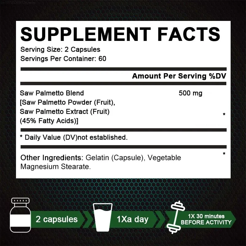 Alxfresh Prostate Health Supplement Natural Saw Palmetto Extract που υποστηρίζει κάψουλες για την ανάπτυξη του προστάτη και της τρίχας για άνδρες και γυναίκες