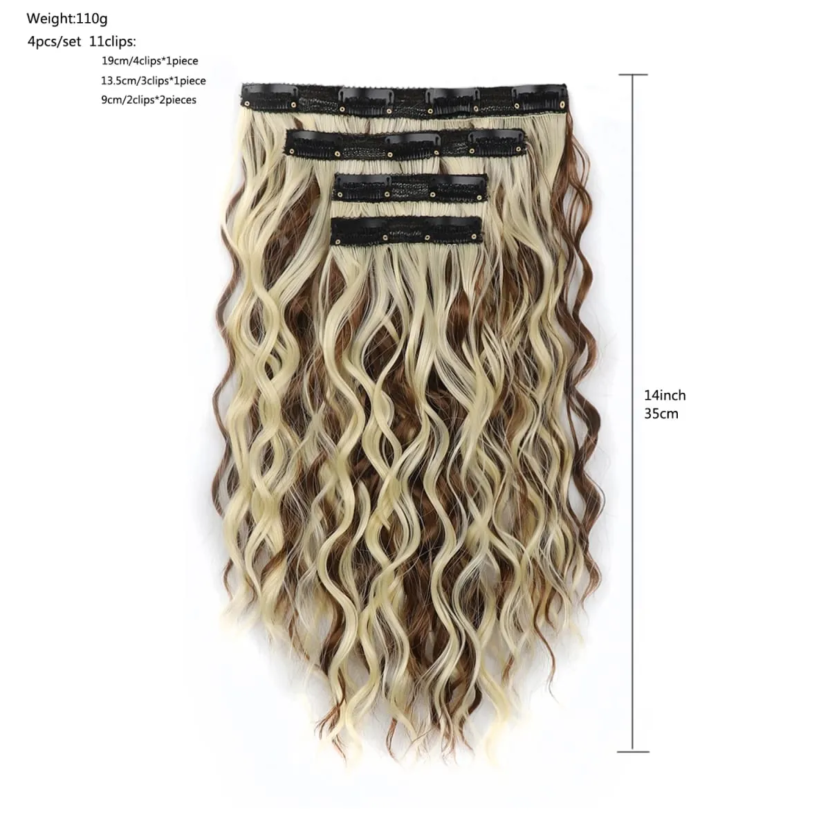 Synthetic Clip-in Women's Short Curly Hair Extensions 4PCS Set 14 Inches Clip-ins Invisible Hairpieces