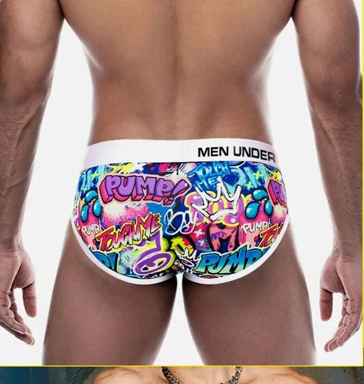 1- 4 Nam Cotton Nylon Pha Quần Sịp Boxer Toàn Graffiti In Rộng Dây Thắt Lưng Co Giãn Không Bó Sát thời Trang Thể Thao Quần Lót — image 23