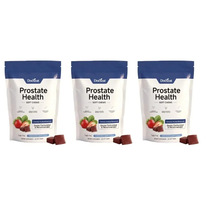 Men's Daily Prostate Health Supplement – Plant Sterols Beta-Sitosterol Zinc Vitamin C Selenium 60 Soft Chews Pomegranate-Berry
