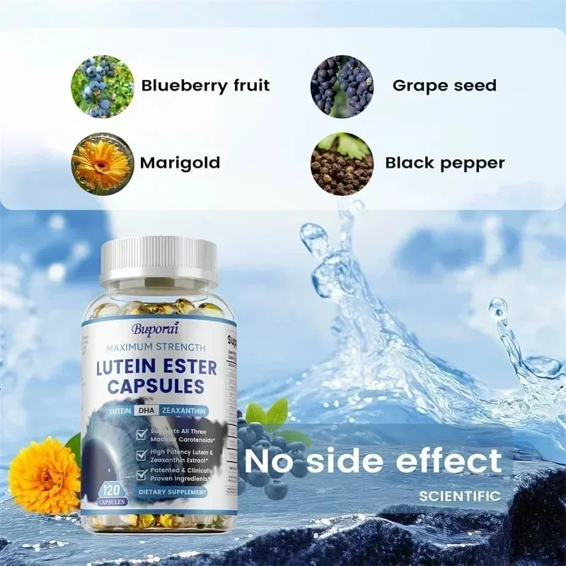 Lutein-észter kapszula - Támogatja a szem egészségét Tiszta látás fenntartása, Szem fáradtságának enyhítése Antioxidáció Védelem az UV sugarak ellenS