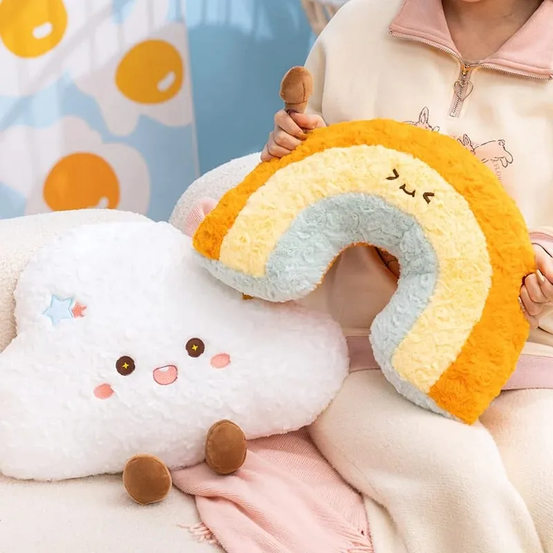 Cute Cartoon Rainbow Cloud Pillow Kawaii Stuffed Pillow Soft Filling Home Office Car Sleeping Pillow Backrest Good Gifts — image 3