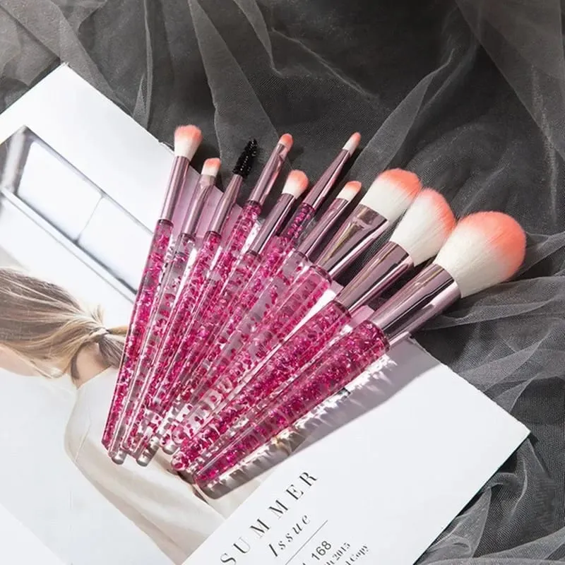 14-Piece Silver Professional Makeup Brush Set | Includes 2 Plush Velvet Puffs + 2 Blending Sponges | Vegan Cruelty-Free Brush Co — image 17