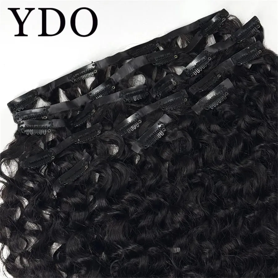 Burmese Curly Clip in Hair Extensions 100% Human Hair Full Head Deep Curly Wave Hair PU Clip in Bundle Extensions 9Pcs With 120G — image 2