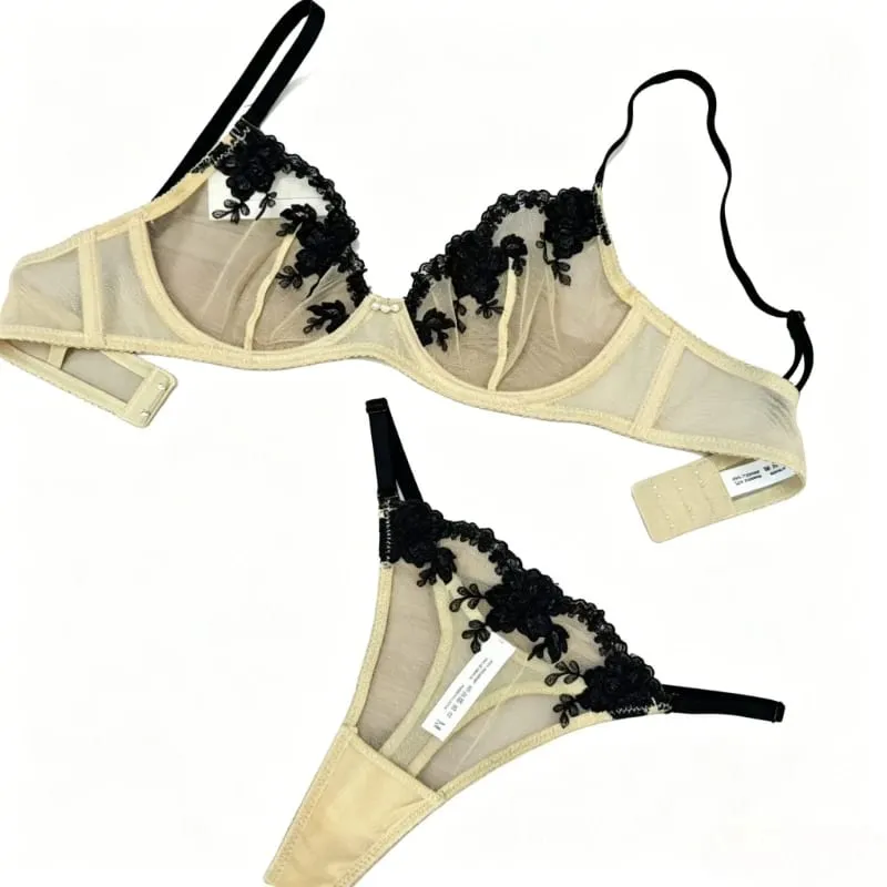 ผู้ขาย Como Bolos Quentes Conjunto Sutiã Calcinha Renda Ultra Fina Bordada Mulher Push Up Sem Costura Confortável Roupa Íntima — image 6