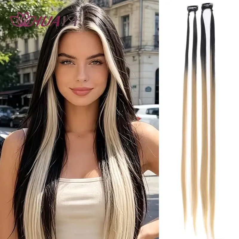 24‑Inch Clip‑in Face‑Framing Highlight Synthetic Hair Extensions Easy to Wear Suitable for Daily Look Parties and Cosplay