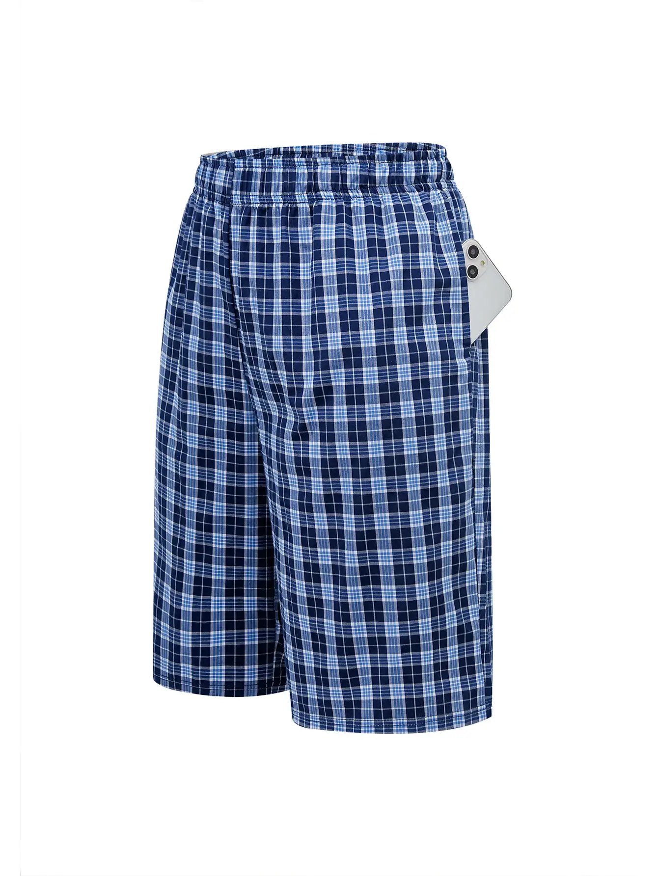 Pantaloni ad angolo piatto da spiaggia lunga da uomo Cintura elastica a quadretti casual Comodo pantalone da boxe per giovani casual per la casa da uomo
