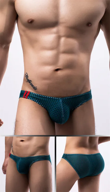 Mannen Slips Zomer Ademende Gaten Ondergoed U Bolle Dunne Lage Taille Heren Ondergoed Slips Slip Onderbroek Calzoncillos