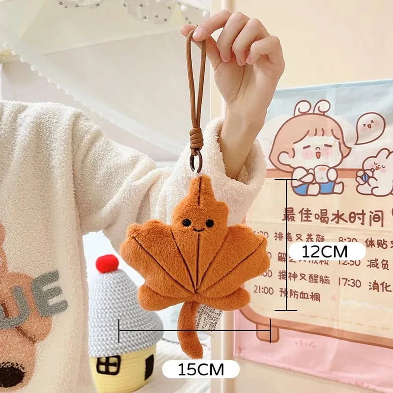 Smiling Face Maple Ginkgo Leaf Plush Pillow Stuffed Kawaii Plant Cushion Sofa Chair Decoration Gift — image 13