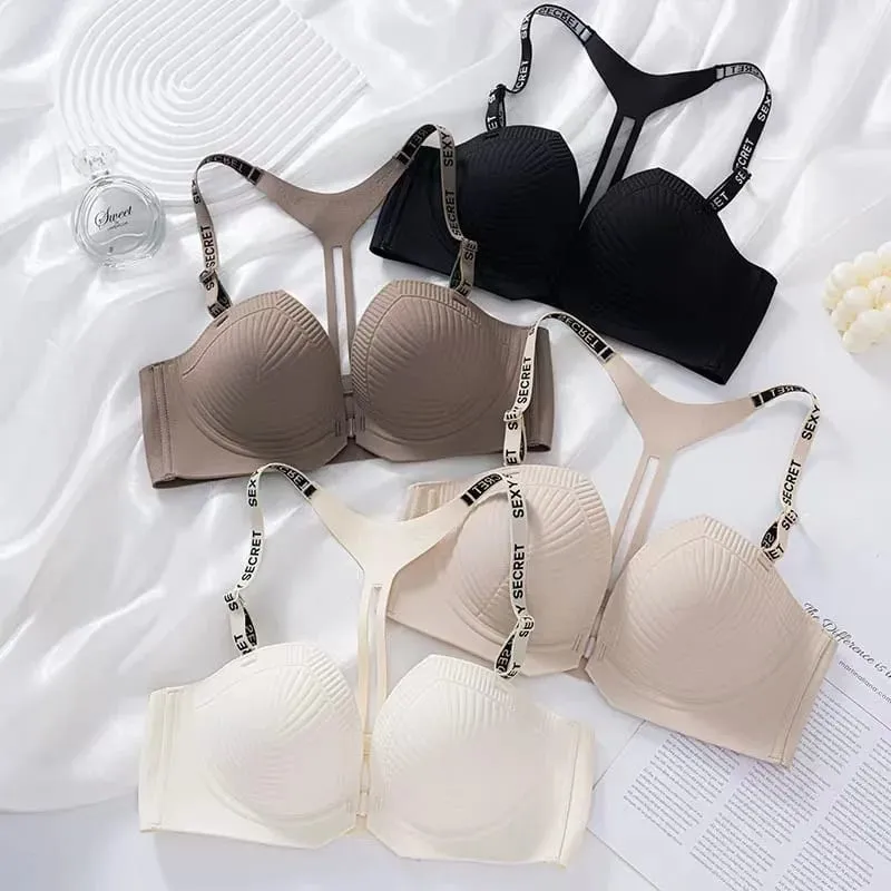 2025 Seamless Backless Front Closure Push up Bra with Y-shaped Letter Straps Anti-Sagging for Women Sexy Lingerie — image 2