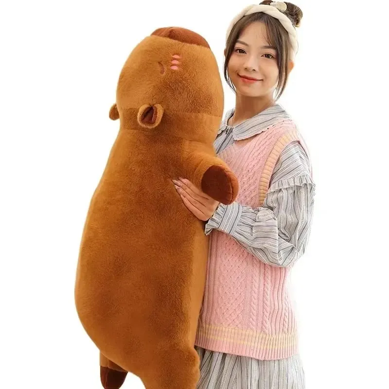 Kawaii Capybara Plüschtier Gefüllte Capibara Flauschige Puppe Langer Schlaf Weiches Kissen Sofakissen Nickerchen Schlafspielzeug für Schule Weihnachten — image 5