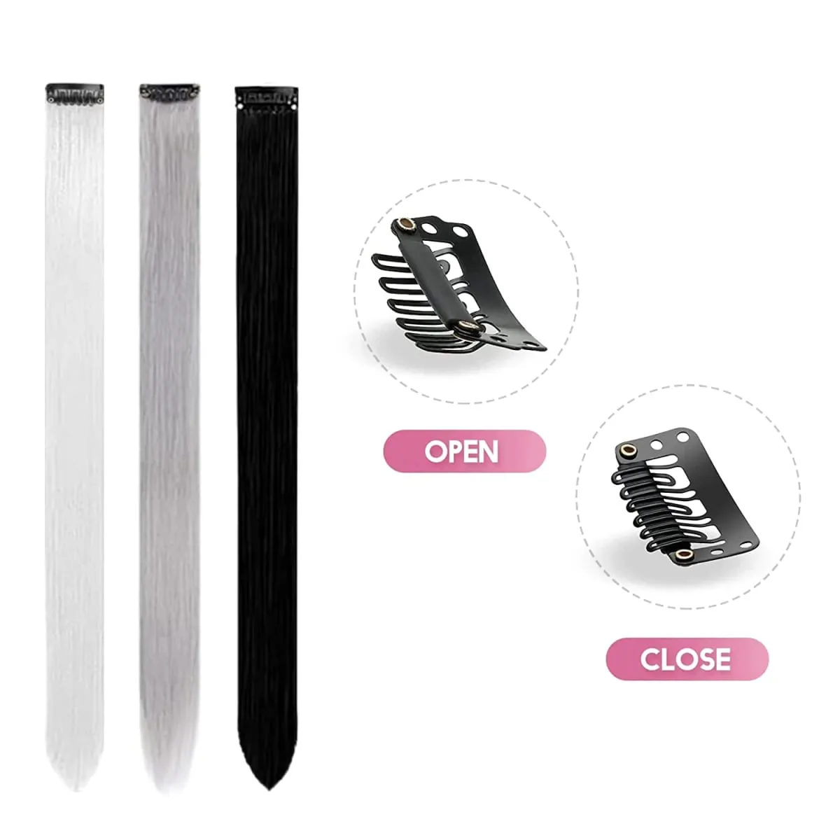 8Packs Colored Synthetic Hair Extensions 22 Inch Straight Clip-In on Party Christmas Black Friday K-pop New Year Gift Hair — image 4