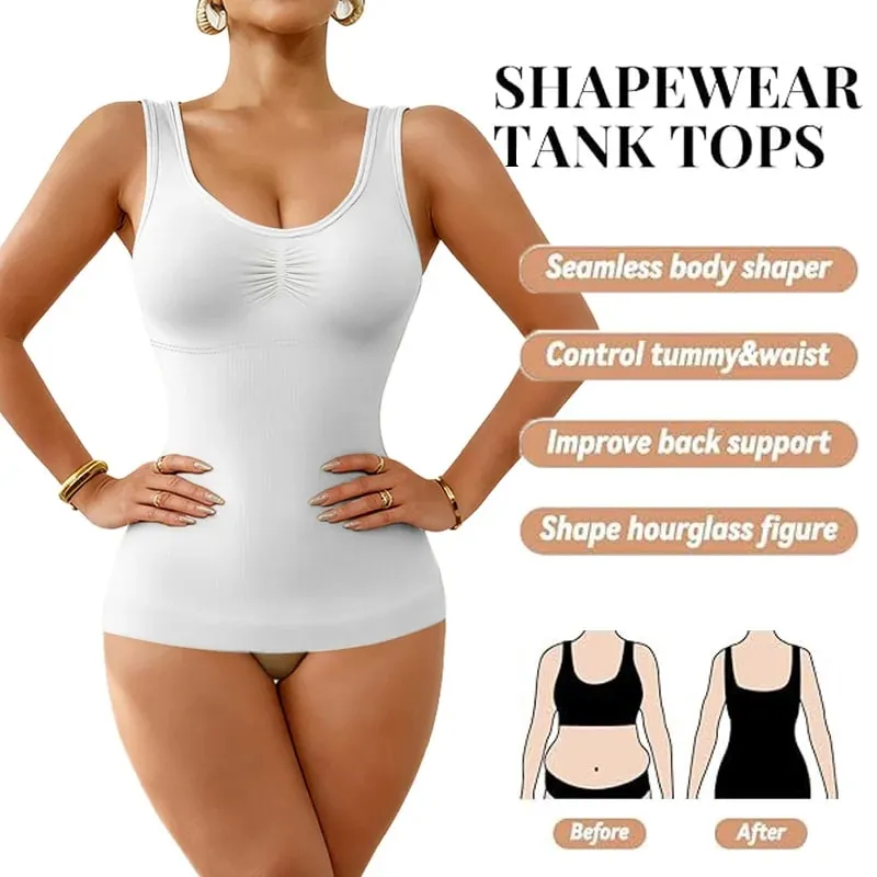 Women Tummy Control Shapewear Classic 2-IN-1 With Padded Bra High Elastic Vest Body Shaper Up Lift Corset Cami Tank Tops 3Colors — image 6