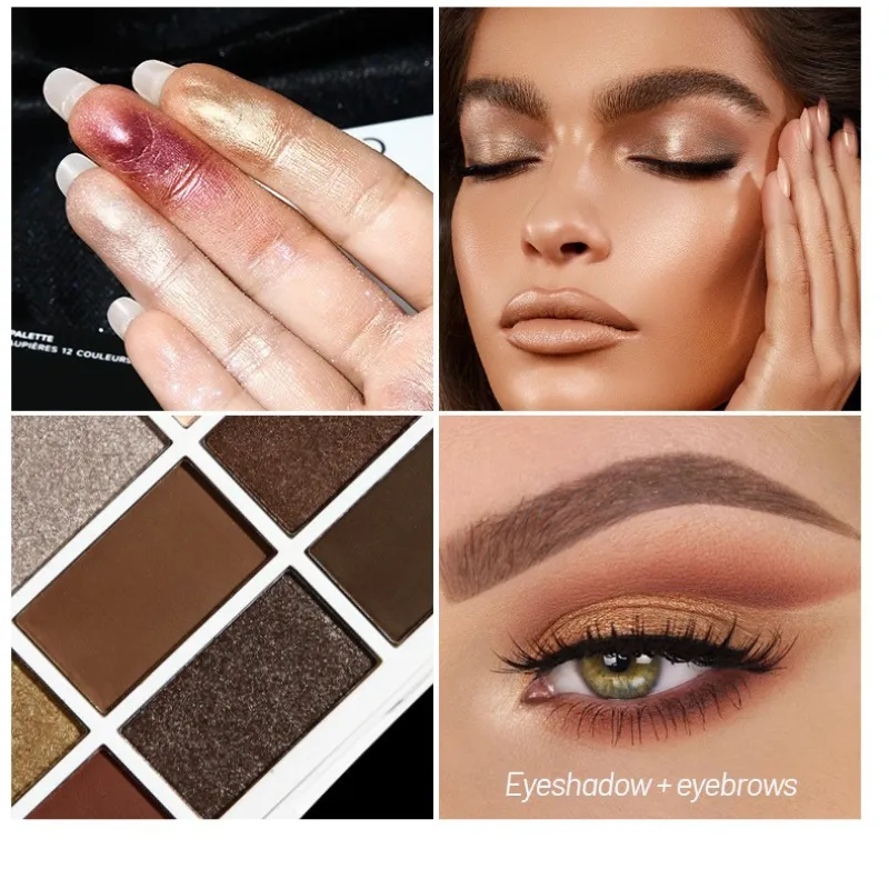 Twelve Color Cement Plate Eye Shadow Matte Powder Shimmer Glitter Natural Nude Earth Color Pearlescent Matte Delicate Parity — image 3