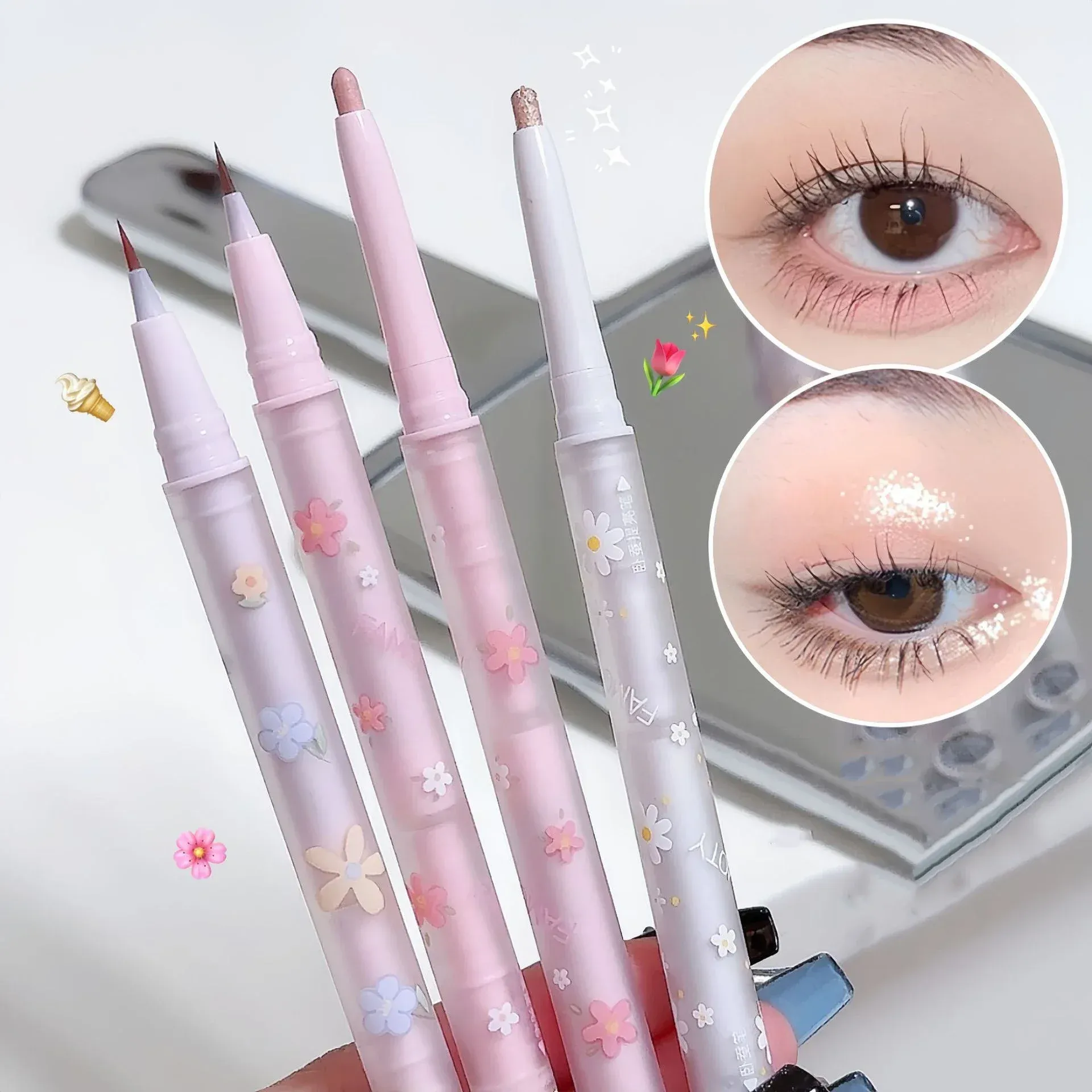Double Head Aegyo Sal Eyeliner Liquid Down To Shadow Pencil Eye Highlighting Eyeshadow Stick Natural Big Eye Makeup Gel Pen — image 2