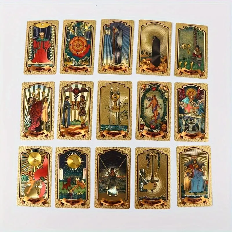 Gold Stamping Waterproof Plastic Colorful Printed Tarot Cards for Table Game Leisure Party Gathering Board Game Cards — image 6