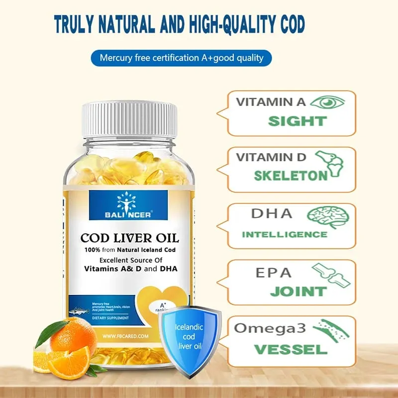 Natural Cod Liver Oil Softgels - Rich in Omega-3 EPA DHA Vitamin A D - Supports Heart Brain Immune Joint and Eye Health — image 3
