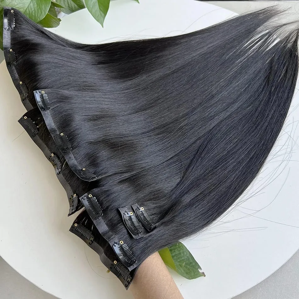 Clip in Hair Extensions Real Natural Hair Virgin Straight Set 7 Pcs/Set Vietnamese Clip in Human Hair Extensions — image 8