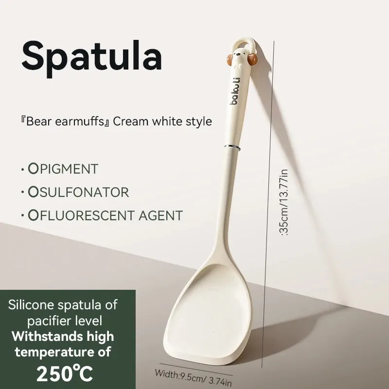 New Improved Kitchen Cooking Utensil 3-Piece Set - Silicone Spatula Rice & Soup Spoon Heat Resistant Non-Stick Cooking Tools