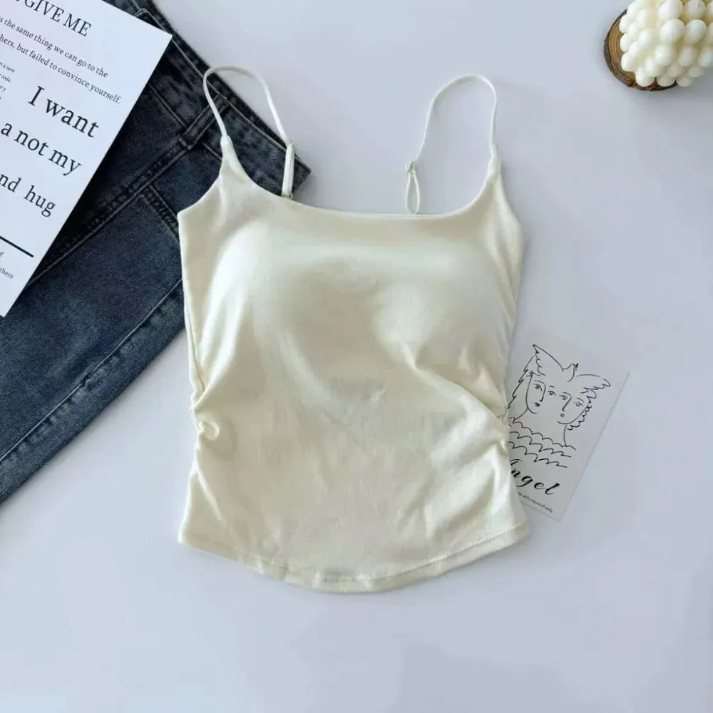 Sweet Sleeveless Suspender Vest Slim With Padded Cups Fitted Tops Underwear Short Vest Sports Activities — image 17