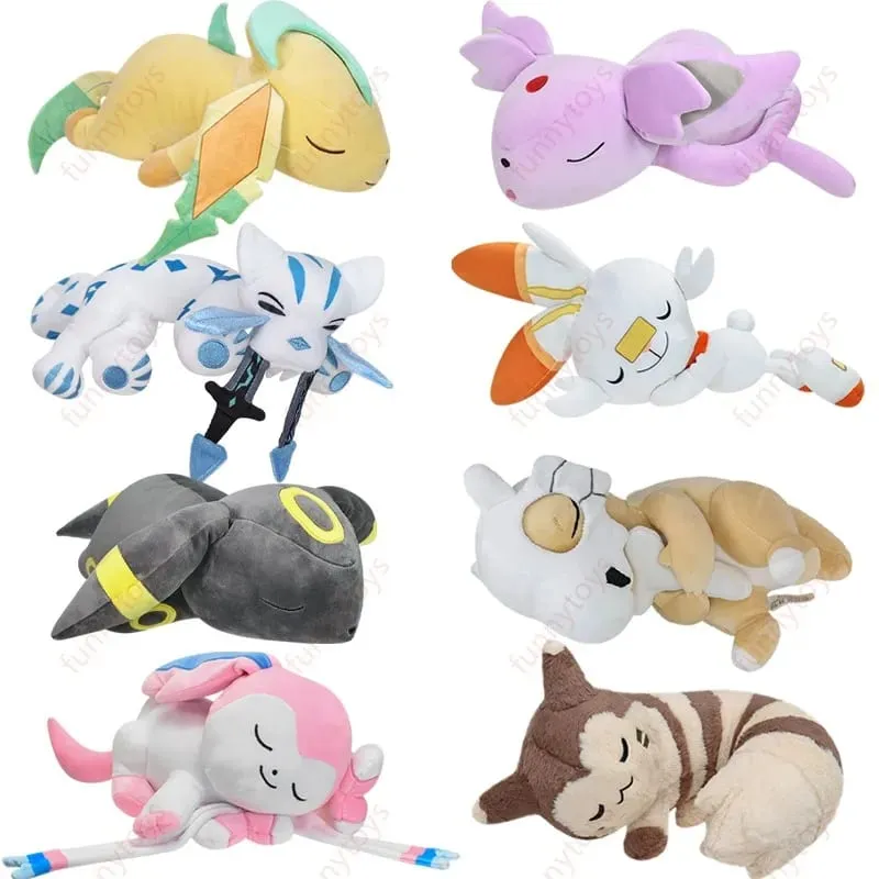 Pokémon Plush Sleeping Position Pillow Leafeon Espeon Sylveon Furret Cubone Scorbunny Bulbasaur Squirtle Soft Stuffed Cushion