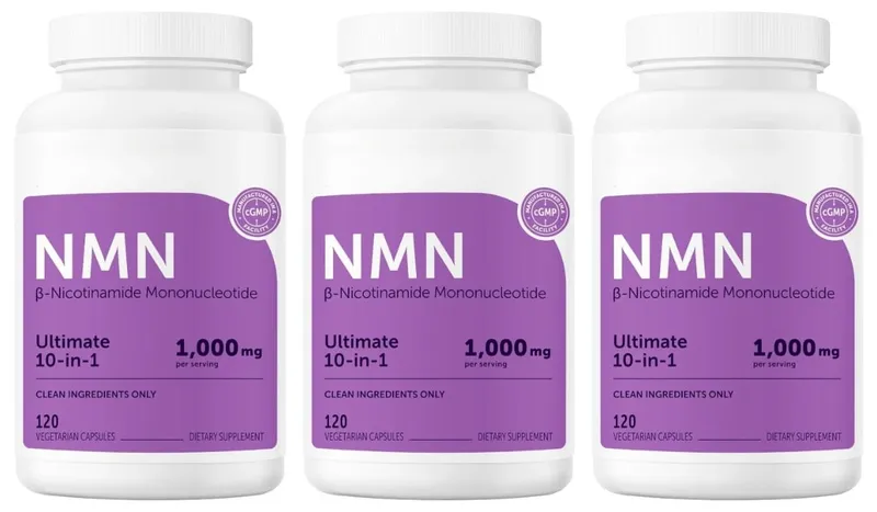 NMN Capsules 1000mg Complex with Resveratrol CoQ10 Glutathione & TMG for Daily Cellular Energy Support Non-GMO 120 Capsules