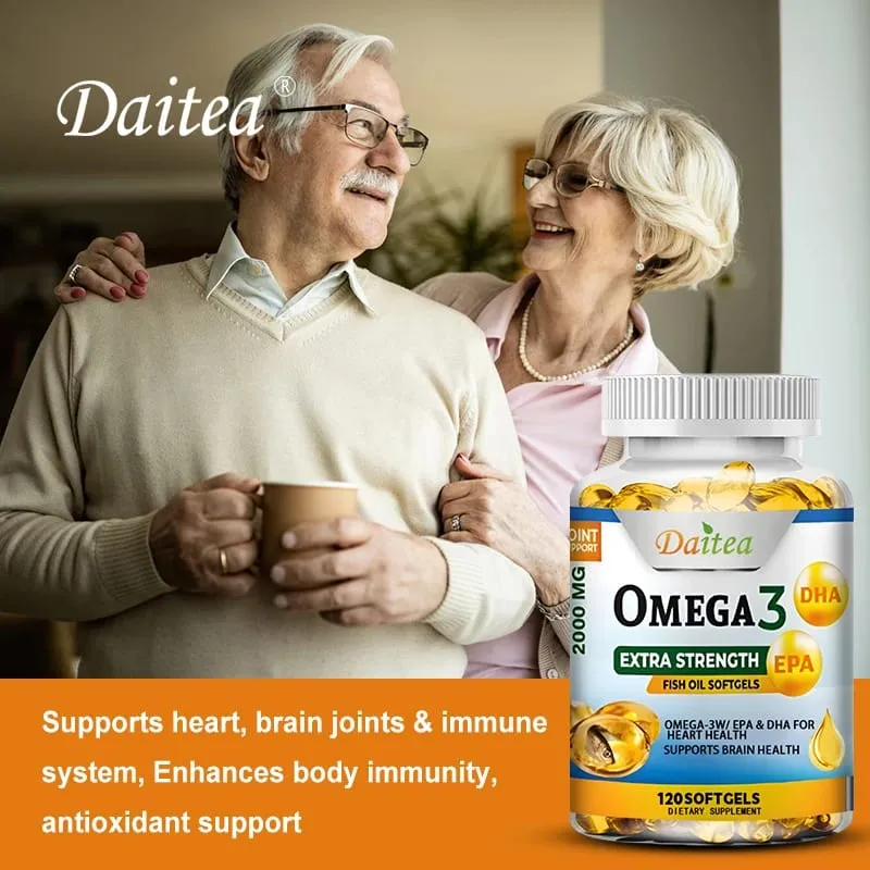 Daitea Omega 3 Fish Oil – EPA & DHA 2000 Mg – 60/120 Capsules – Overall Health and Immune Support Non-GMO Gluten Free — image 4