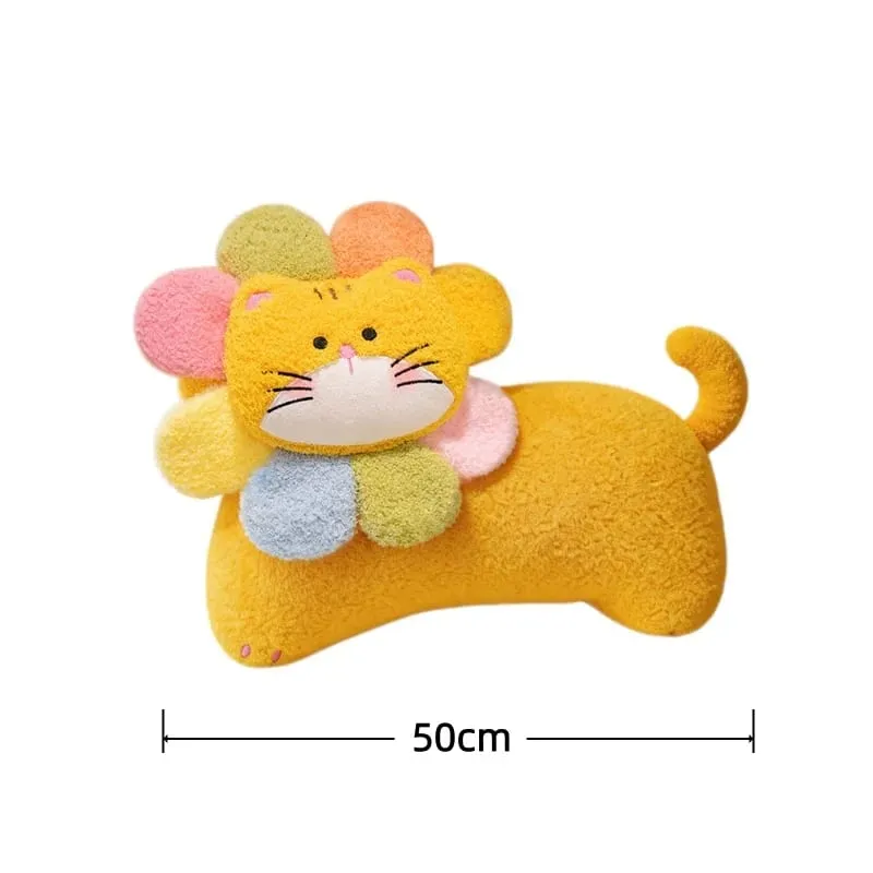 Spotted Cat Plush Pillow Flower Stuffed Cushion 50cm Adorably Soft Sofa Cushion Home Decor Toys Throw Pillow Birthday Gifts