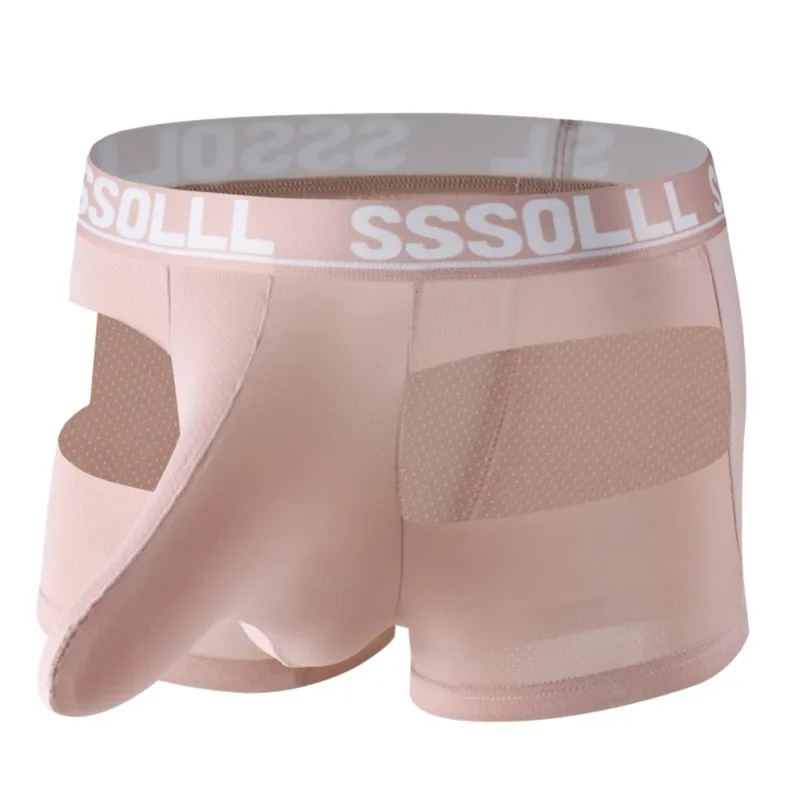 Men Breathable Mesh Boxer Shorts Soft Flat Corner Elephant Nose Trunks Underwear For Daily Wear Classic Letter Print Panties — image 1