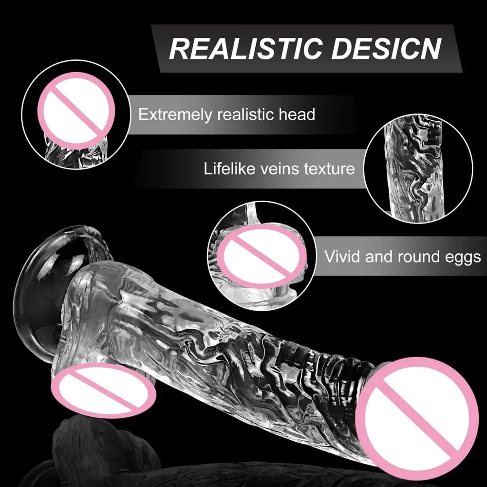 Realistic Soft Dildo for Women Beginner Transparent Penis with Strong Suction Cup Hands-Free Play for Adult Sex Masturbator — image 5