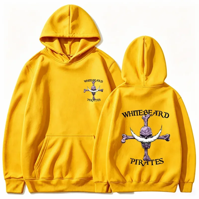 One Piece Whitebeard Pirates Hoodie, Print Pullover Sweatshirt, Whitebeard Jolly Roger Anime Graphic Streetwear Hooded Top — image 7
