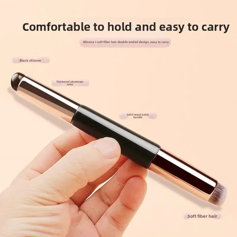 2-in-1 Dual-End Silicone Lip Brush Concealer Brush with Cap Portable Round Head Multi-Function Lipstick Makeup Brush Beauty Tool