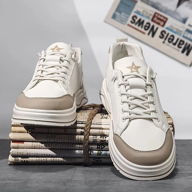 Spring Summer Men Sneakers Breathable Casual Board Shoes Platform Chunky Slip-On Lightweight Walking Footwear Trendy Male
