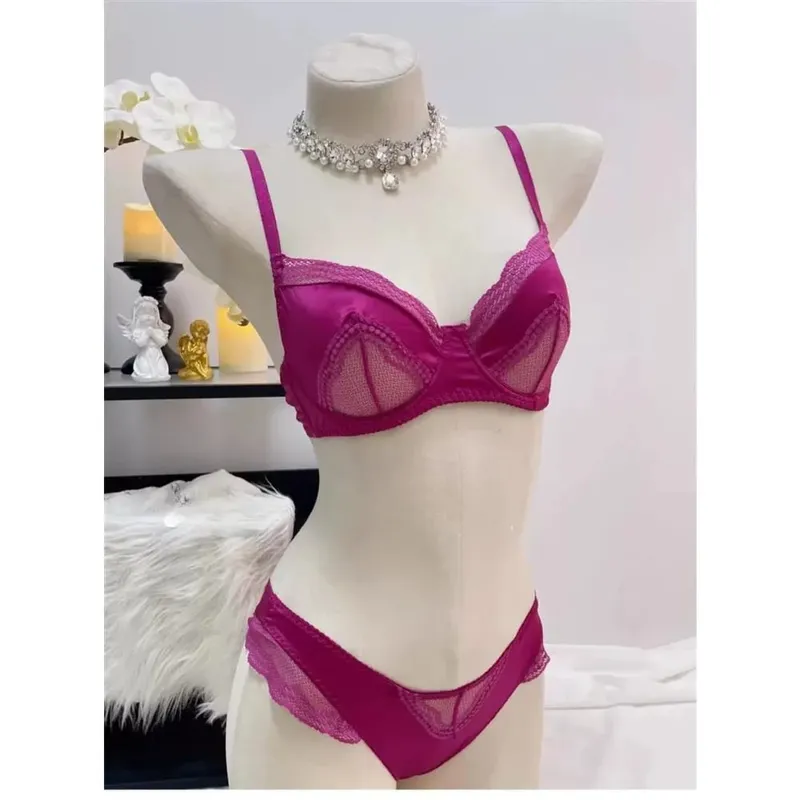 Women French Satin Lace Bra 32-38 Ultra Thin Minimizer Underwire Bra Side Support Anti Sag Lingerie Gather Chest Daily Underwear — image 2