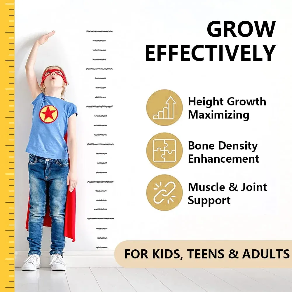 Height Growth Capsules - With Vitamins and Calcium - Increase Bone Strength Promotes Growth Adults Children