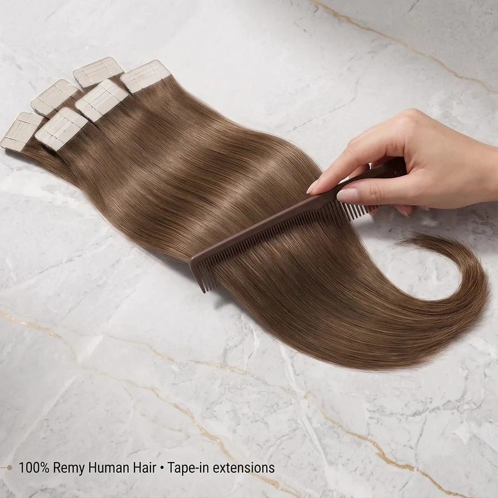 4A Medium Brown Tape In Hair Extensions 100% Human Hair Seamless Invisible 21Pcs/Pack 50g Remy Colored Straight Brazilian 22 24 Inch Pure Human Hair For Women — image 3