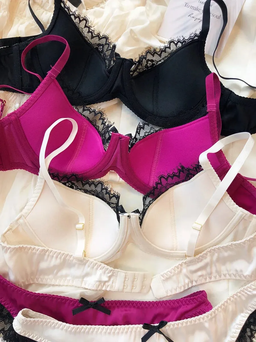 เซ็กซี่ลูกไม้บางถ้วยชุดชั้นในผู้หญิงฝรั่งเศส Push Up Bra ชุดผ้าไหมคุณภาพสูง Comfort Breathable ชุดชั้นใน Intimates ชุด — image 3
