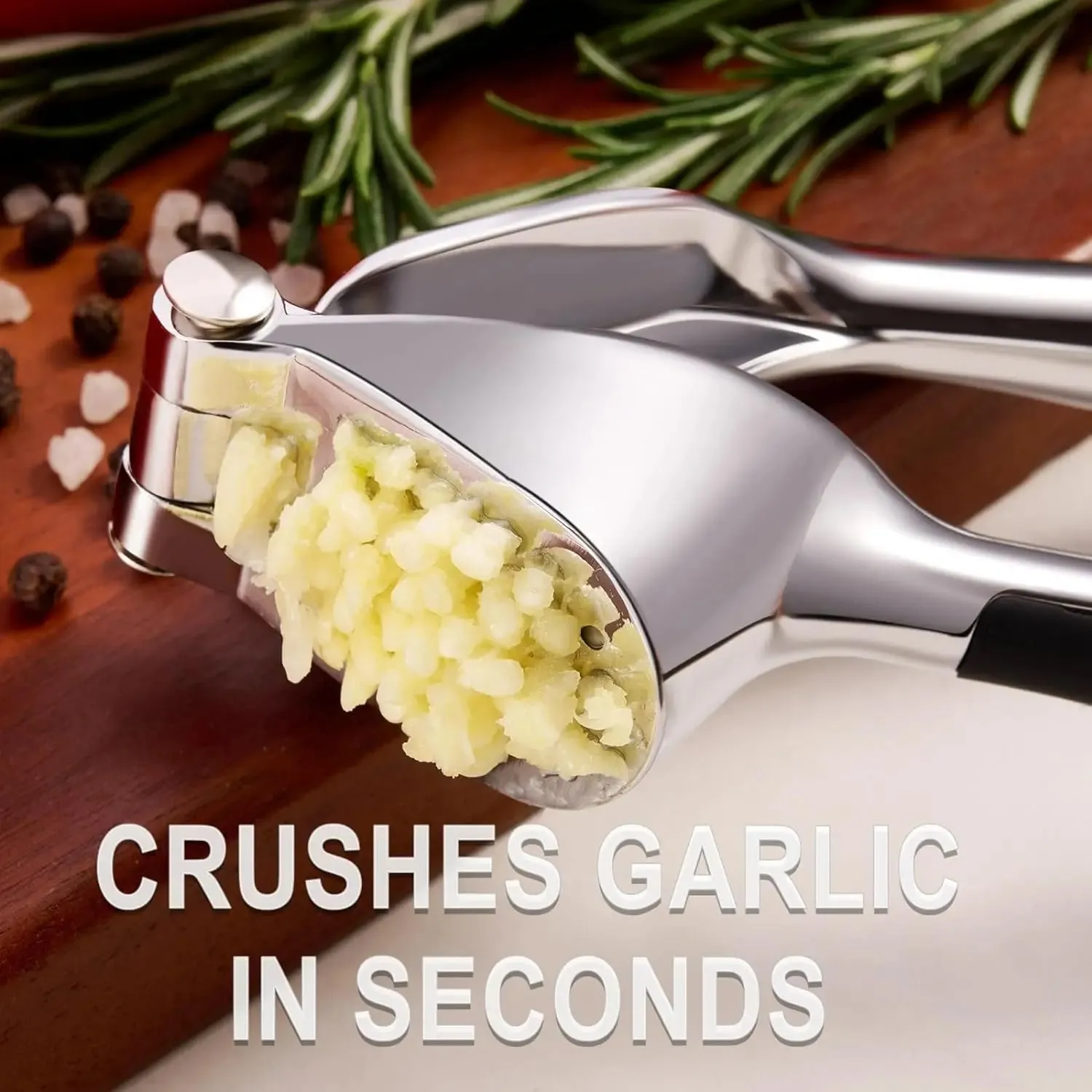 1pcs Garlic Press Easy to Squeeze and Clean with Soft Easy Squeeze Ergonomic Handle Zinc Alloy Garlic Mincer & Crusher