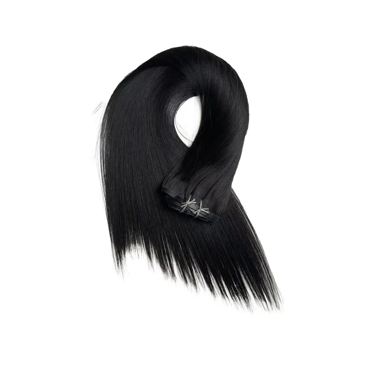 160g Thick PU Clip in Human Hair Extensions Seamless Weft Tape Clip on for Thick Raw Hair Invisible Hair Extensions