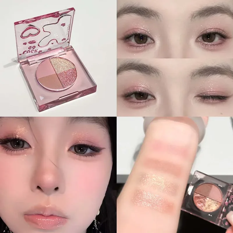 Four-color Diamond Glitter Eyeshadow Palette Mini Pink Orange Matte Shimmer Eye Shadow Eye Pigments Highlighter Makeup Cosmetics — image 10