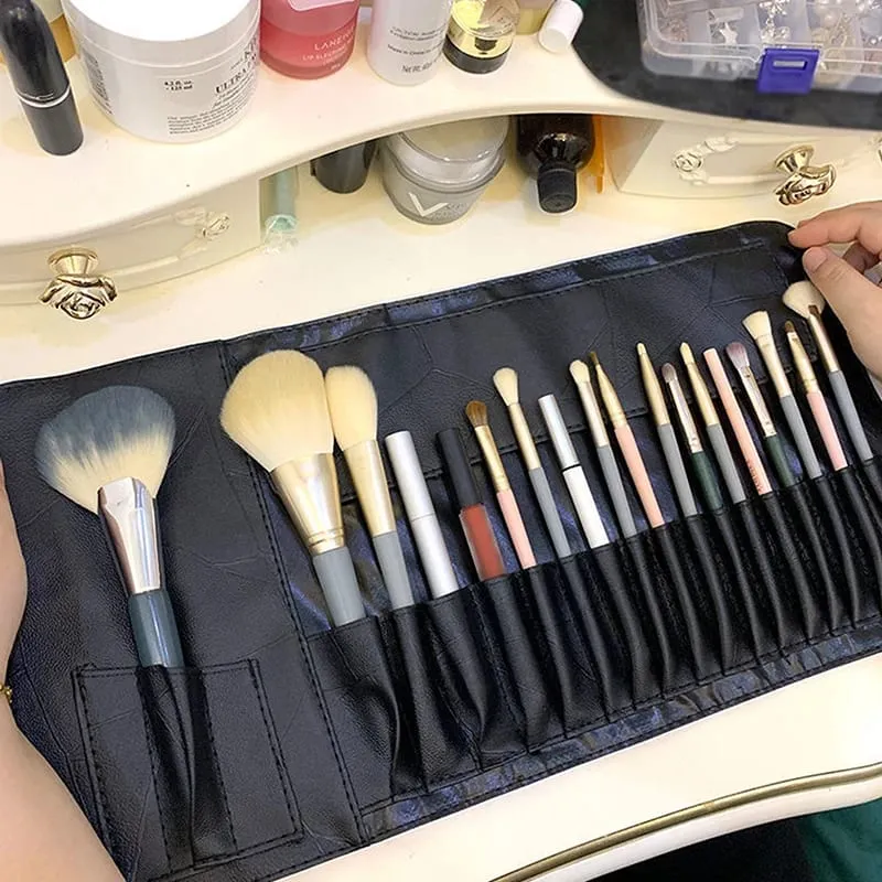 12/14/18 Hole Makeup Brush Bag Functional Travel Cosmetics Case Make Up Brushes Protector Rolling Pouch Tool