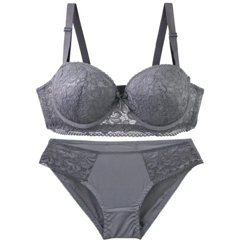 2025 New Floral Knitted Underwire Bra For Women Adjustable Straps Lace BC Cup Underwear Push Up Minimizer Padded Lingerie — image 5