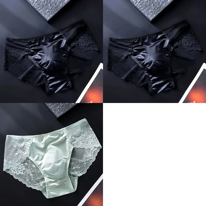 3PCS Men Sexy Lace Triangle Briefs Sexy Low Waist Seamless Panties Male Thin Breathable Comfortable Transparent Underwear — image 14