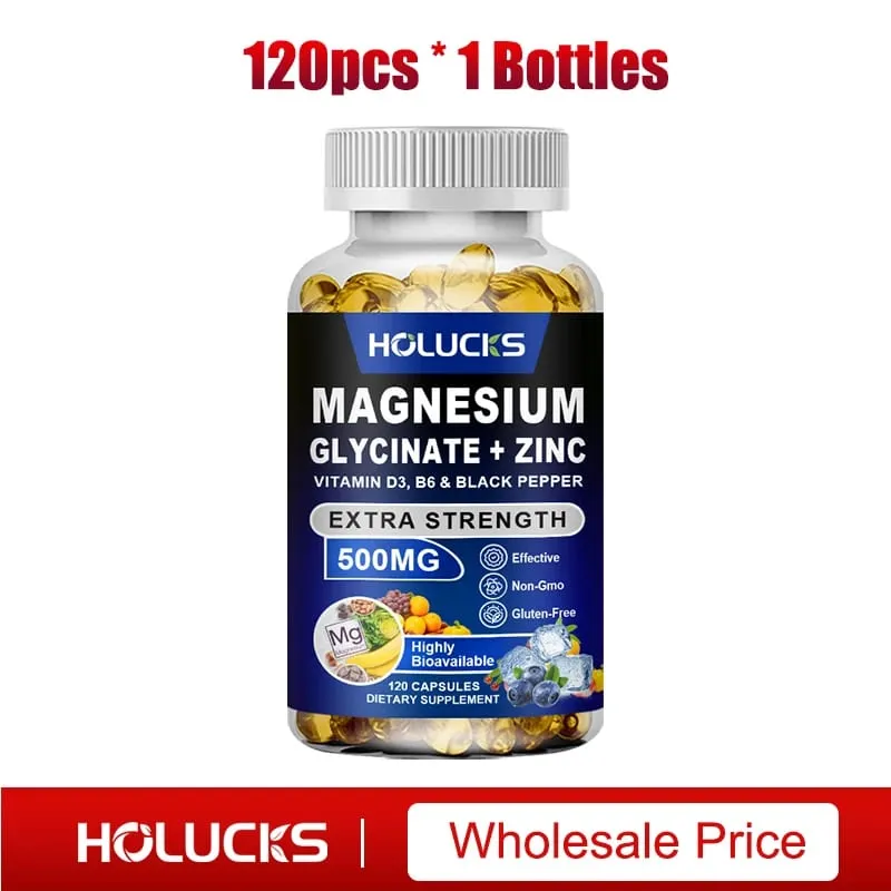 Magnesium Glycinate & Zinc Supplement for Muscle Joint Bone Enzyme & Heart Health Support Immune Relaxation Mood