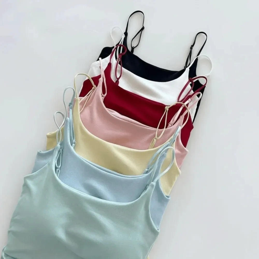 Sweet Sleeveless Suspender Vest Slim With Padded Cups Fitted Tops Underwear Short Vest Sports Activities — image 3