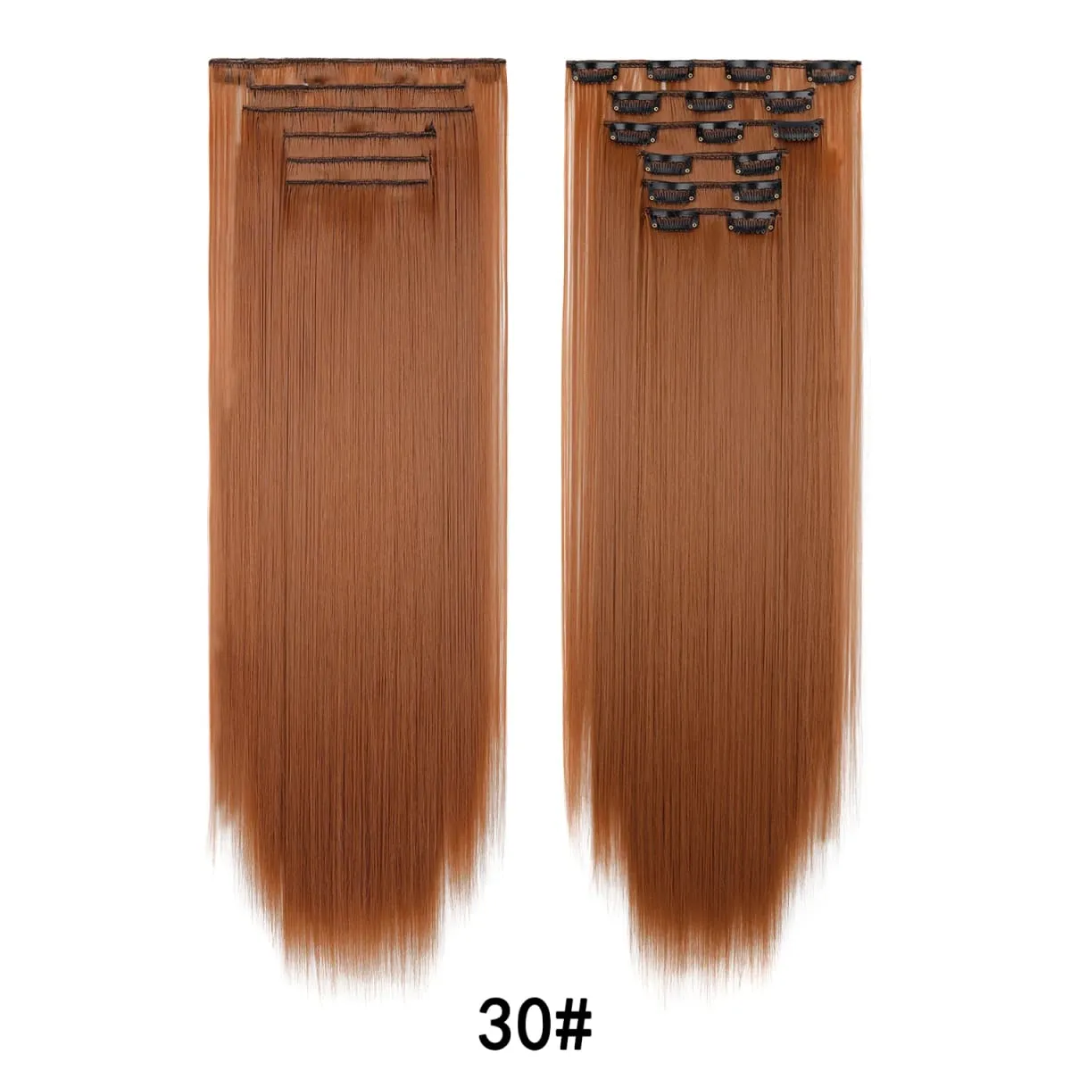 Jeedou Jeedou 6Pcs Clip In Straight Hair Extensions 60cm Long Synthetic Hair Pieces With 16 Clips Heat Resistant Hair For Women