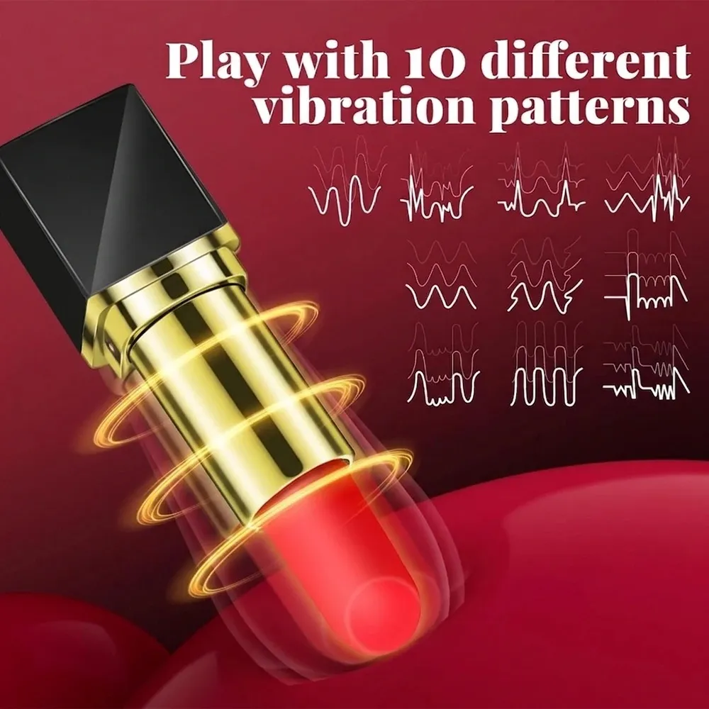 Women Mini Lipstick Vibrator Strong Shock Vibrating Nipple Clitoral Stimulator AV Wand Sex Toys for Couples Adults 18+