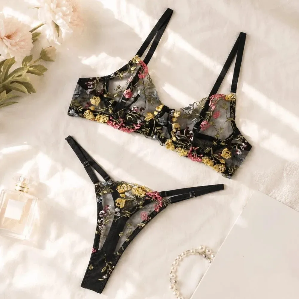 Sheer Intimates Transparent Lingerie Set Push Up Ultra-thin Panties Bra Set Elegant Bra Suit Lady — image 4